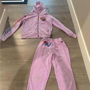 XS aviator nation lavender pants and zip up jacket